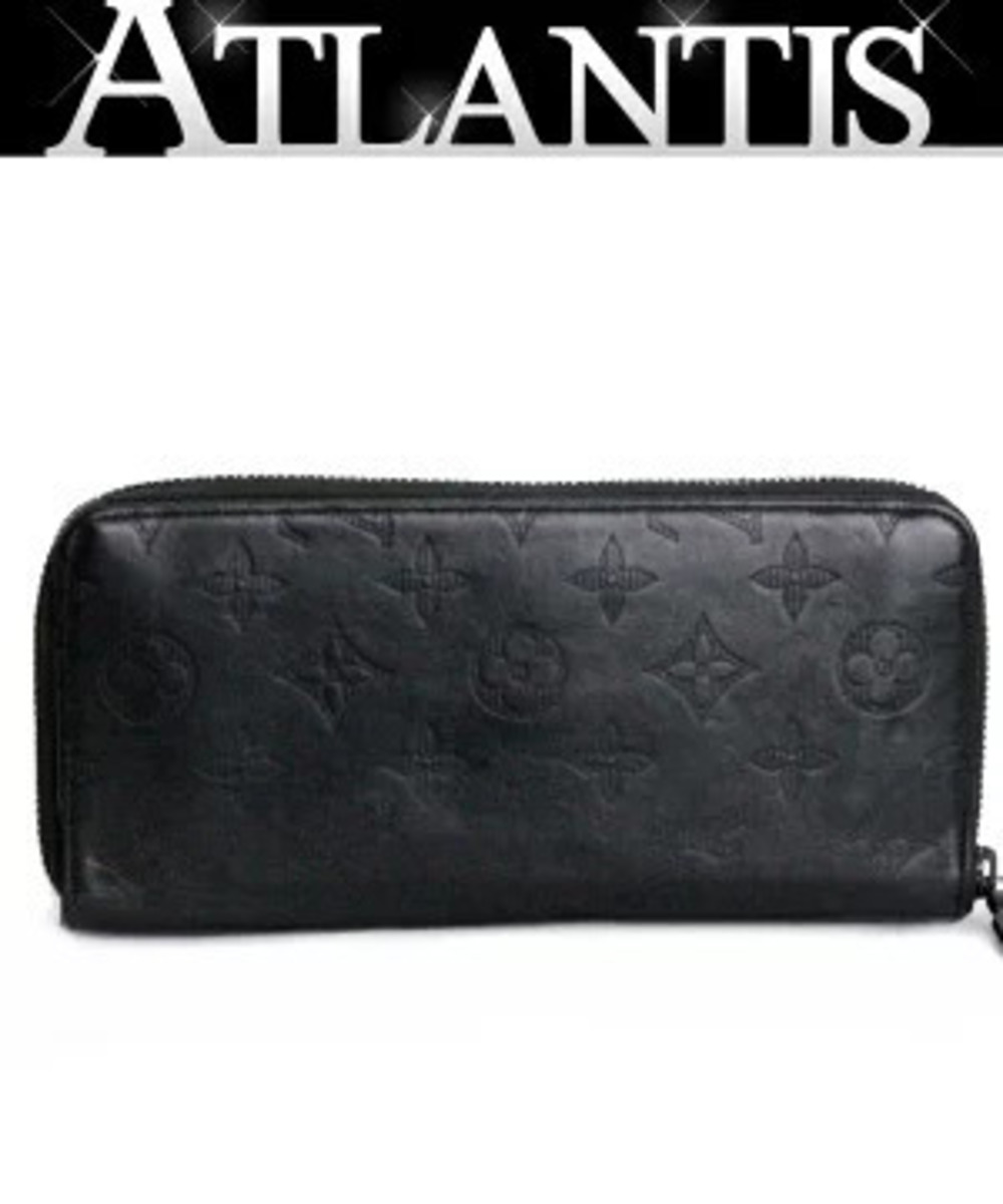 Louis Vuitton Zippy Wallet Vertical Round Zipper Long Monogram Shadow Black